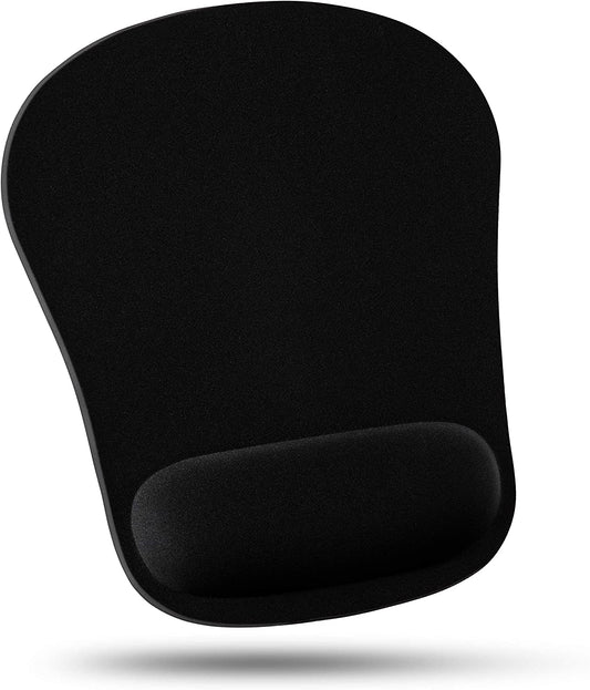 Mouse Pad with Wrist Rest Comfortable Ergonomic Wrist Support Memory Foam Mousepad Black, Computer Mouse Pads for Desk Office & Home, Cushion & Pain Relief, Non-Slip Rubber Base